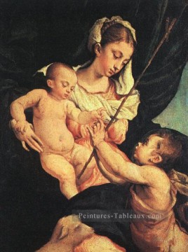 Vierge à l’Enfant Avec Saint Jean Baptiste Baptista Peinture à l'huile